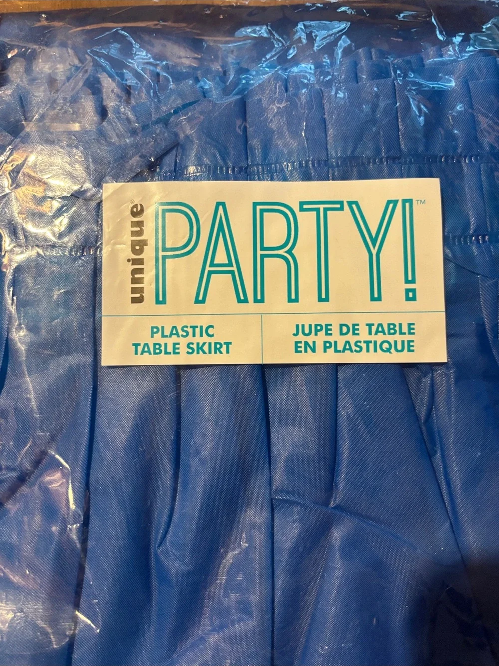 Nique Party Blue Plastic Pleated Table Skirt